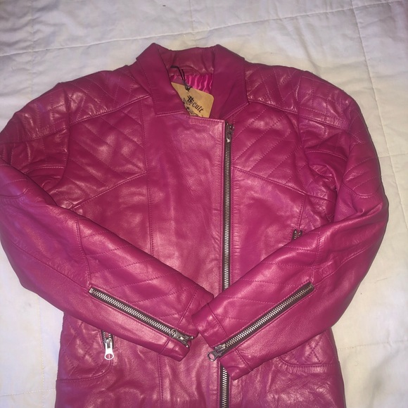 Pink Leather Insulated Jacket by LeatherCulture - Picture 2 of 11